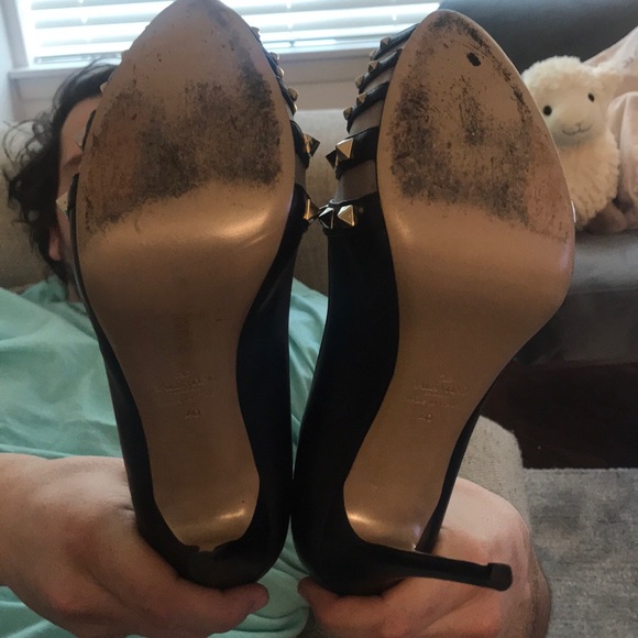 Valentino spikes pumps open toe black leather sz40 - Picture 8 of 8